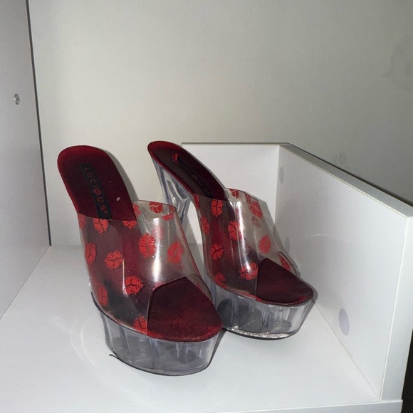 Red and Clear Platform Heels - Picture 1 of 4